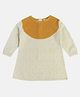 MINI KLUB Cotton Full Sleeves Swiss Dot Designed Colour Blocked Dress - Off White & Mustard