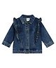 MINI KLUB Cotton Full Sleeves Frill Detailed Solid Jacket - Blue