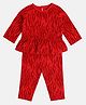 MINI KLUB Cotton Full Sleeves Abstract Printed Top & Coordinating Pant Set - Red