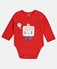 MINI KLUB Cotton Full Sleeves Robot Patch Embroidered Onesie - Red
