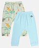 MINI KLUB Cotton Pack Of 2 Solid & Animals Printed Diapper Pajamas - White & Blue
