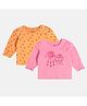 MINI KLUB Cotton Pack Of 2 Full Sleeves Floral & Always Happy Together Text Printed Tops - Orange & Pink