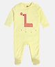 MINI KLUB Cotton Knit Full Sleeves Giraffe Patch Detailed Sleepsuit - Yellow