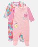 MINI KLUB Cotton Knit  Pack Of 2 Full Sleeves Star Printed Sleepsuits - Pink