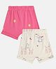 MINI KLUB Cotton Pack Of 2 Balloon & Giraffe Printed Shorts - White & Pink