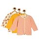 MINI KLUB Cotton Pack Of 3 Full Sleeves Striped & Heart Candies Printed Jhablas - Peach & Yellow