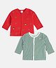 MINI KLUB Cotton Pack Of 2 Full Sleeves Striped & Animal Printed Front Open Jhablas - Red & White
