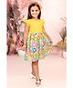 Tiny Twills Rayon Frills Sleeves Schiffli Embroidered Floral Printed Dress - Yellow