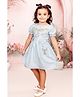 Tiny Twills Cotton Blend Half Puffed Sleeves Cage & Bird Embroidered Dress - Lavender