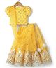Babyhug Woven Half Puffed Sleeves Choli Lehenga Set with Dupatta Floral Embroidery & Sequin Detailing - Yellow