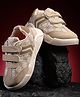 asian Floral Designed Velcro Closure Sneakers - Beige