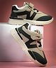 asian Colour Blocked Velcro Closure Sneakers - Beige & Leaf Green