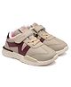 asian Colour Blocked Velcro Closure Sneakers - Beige & Maroon