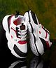 asian Colour Blocked Lace Up Shoes - White Black & Red