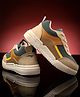 asian Colour Blocked With Lace Up Sneakers - Beige & Green