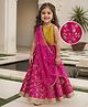 Babyhug Woven Sleeveless Lehenga Choli & Dupatta With Floral & Sequin Embriodery - Fuschia