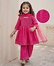 Babyhug Woven Full Sleeves Kurti Palazzo & Dupatta Set With Sequin Embriodery - Pink
