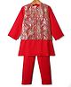 Babyhug Cotton Woven Full Sleeves Kurta & Pajama Set with Sequined & Embroidered Jacket - Red