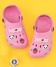 Yellow Bee Solid Clogs With Panda & Strawberry Charms - Pink