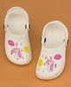 Yellow Bee Solid Clogs With Unicorn & Cloud Charms - White