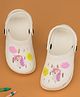 Yellow Bee Solid Clogs With Unicorn & Cloud Charms - White