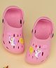 Yellow Bee Solid Clogs With Unicorn & Cloud Charms - Pink