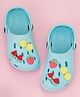 Yellow Bee Solid Clogs With Watermelon Lemon & Strawberry Charms - Blue