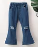Mark & Mia Full Length Denim Bell Bottom Jeans with Tearing Detailing - Blue