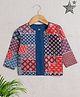 The Magic Wand Full Sleeves Floral Foil Printed & Colour Blocked Ethnic Jacket - Navy Blue