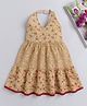 The Magic Wand Cotton Sleeveless Floral Printed Dress - Beige