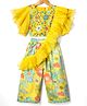 Babyhug Woven Flutter Sleeves Indo Western Set With Floral Print & Dupatta - Yellow