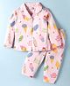 Smarty Girls Cotton Knit Co-ords Night Suit with Ice Cream Print - Pink