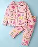 Smarty Girls Cotton Full Sleeves Night Suit with Text Print - Peach