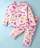 Smarty Girls Cotton Full Sleeves Night Suit with Text Print - Dark Pink