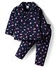 Smarty Girls 100% Cotton Knit Full Sleeves Co-Ord Night Suit With Fruits Print - Blue