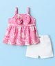 Babyhug Woven Sleeveless Top and Shorts with Tropical Print - Pink