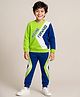 OLLINGTON ST. Cotton Looper Knit Full Sleeves Printed Sweatshirts & Knit Joggers with Cut & Sew Design - Green White & Royal Blue
