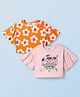 Honeyhap 100% Premium Cotton Bio Finish Half Flutter Sleeves Oversized Tops with Floral Print Pack of 2 - Coral Rose & Marys Rose