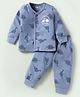 Pink Rabbit Single Jersey Knit Full Sleeves Co-ords Night Suit With Dino Print - Blue