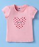 Pink Rabbit Single Jersey Knit Half Sleeves T-Shirt with Strawberry Print - Pink