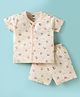 Pink Rabbit Single Jersey Knit Half Sleeves Shorts Co-Ord Night Suit With Panda Print - Beige
