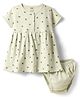 Pink Rabbit Single Jersey Knit Half Sleeves Heart Printed Frocks with Bloomer - Light Green