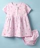 Pink Rabbit Single Jersey Knit Half Sleeves Floral Printed Frocks with Bloomer