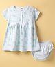 Pink Rabbit Single Jersey Knit Half Sleeves Printed Frocks with Bloomer - Light Blue