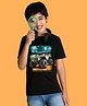 NUSYL Cotton Blend Half Sleeves Born To Ride Text Printed Tee - Black