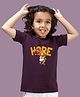 NUSYL Cotton Blend Half Sleeves Fill With Hope Text Printed Tee - Wine