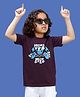 NUSYL Cotton Blend Half Sleeves Monster Text Printed Tee - Wine