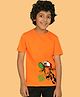 NUSYL Cotton Blend Half Sleeves Giraffe Printed Tee - Orange