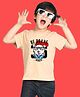 NUSYL Cotton Blend Half Sleeves Be Brave Text Printed Tee - Beige