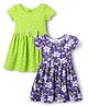 Honeyhap Premium Cotton Knit Half Sleeves Printed Floral Printed Frocks With Bio Finish Pack Of 2 - Punch & Lavender